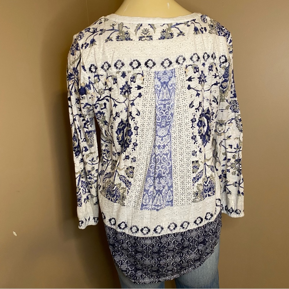 Lucky Brand Size Small Womens 3/4 Length Sleeve Floral Blouse - Picture 6 of 9